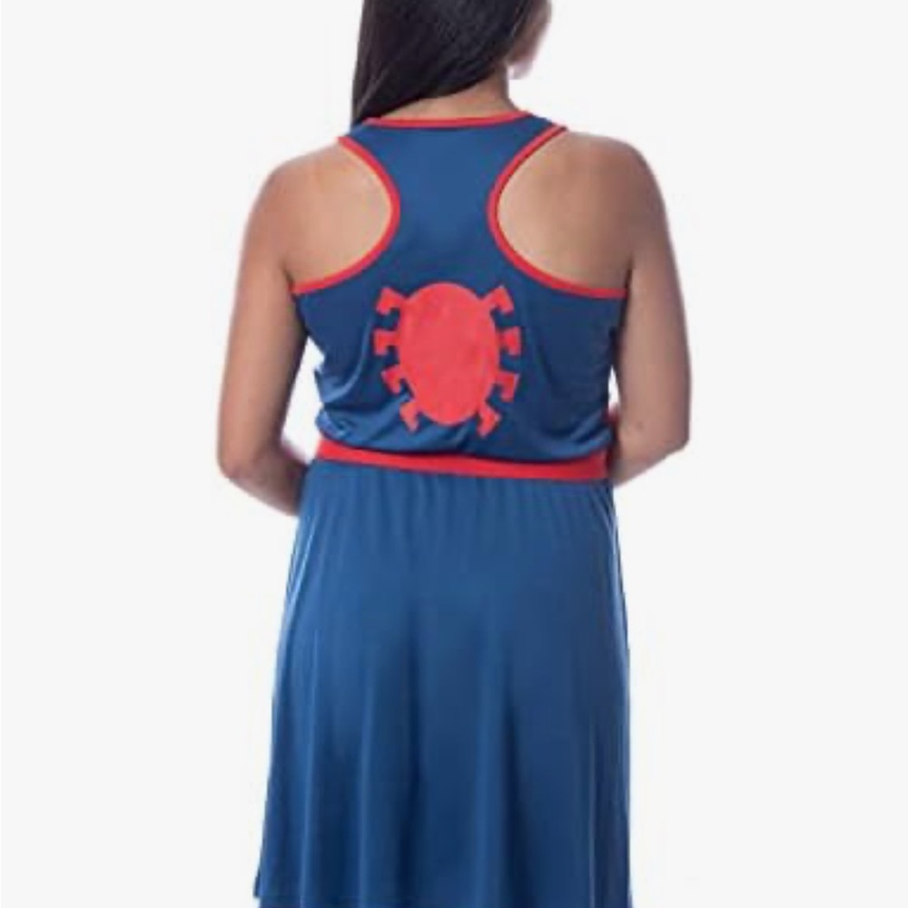 Women’s Navy Racerback Sleep Dress with Red Trim